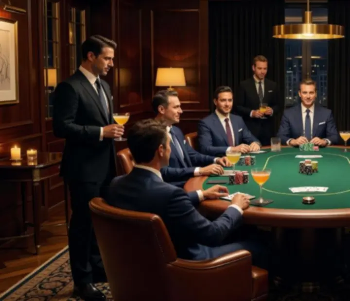 VIP priv&aacute;tn&iacute; salonek s luxusn&iacute;m pokerov&yacute;m stolem a degustačn&iacute;m menu